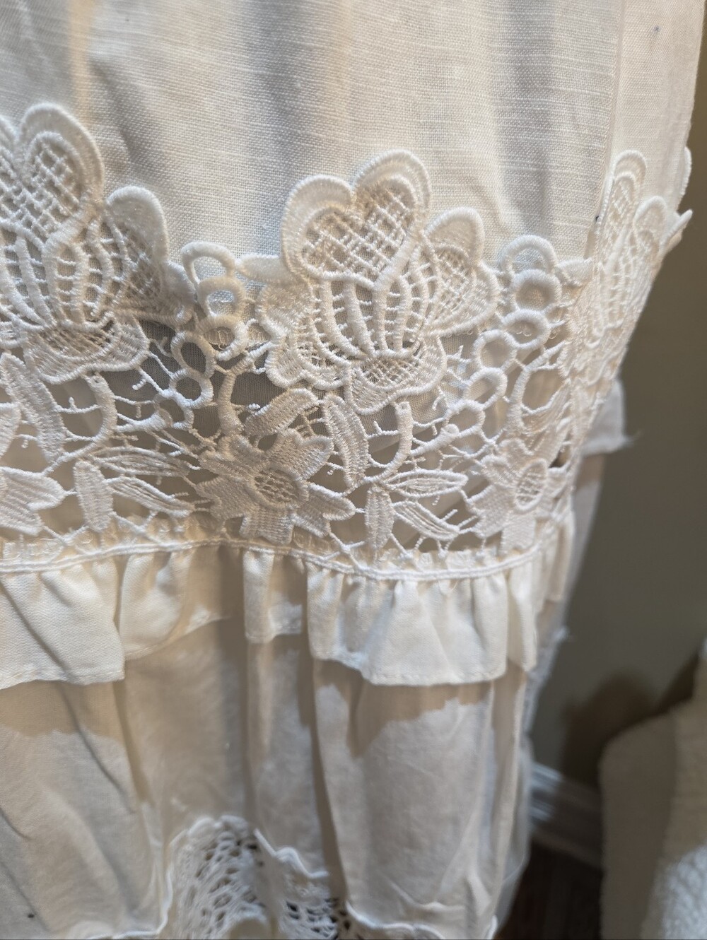 Nwt Medium Endelss Sumer Sleeveless White Lace-Trim V-Neck Maxi Dress $230 - Picture 8 of 16
